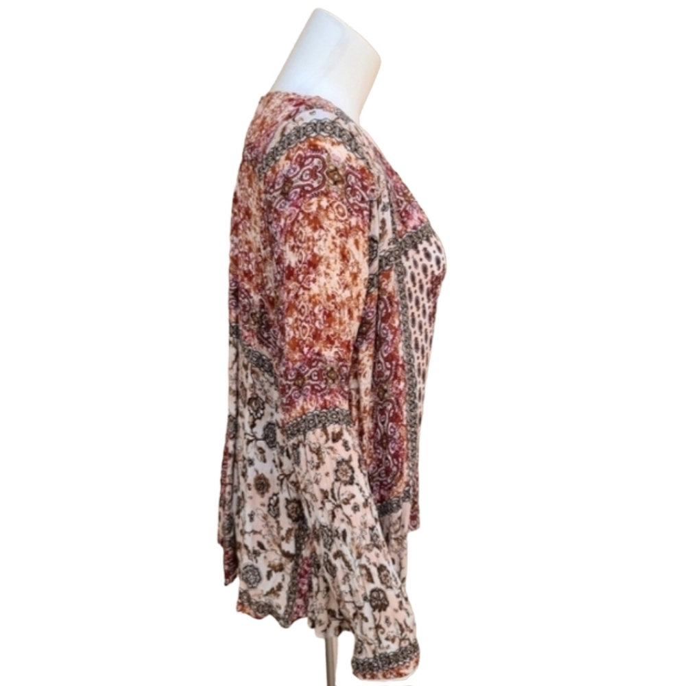 MOONDUST Patchwork Paisley Blouse XL Cutout Boho Festival Top Oversized GYPSY - Picture 5 of 16
